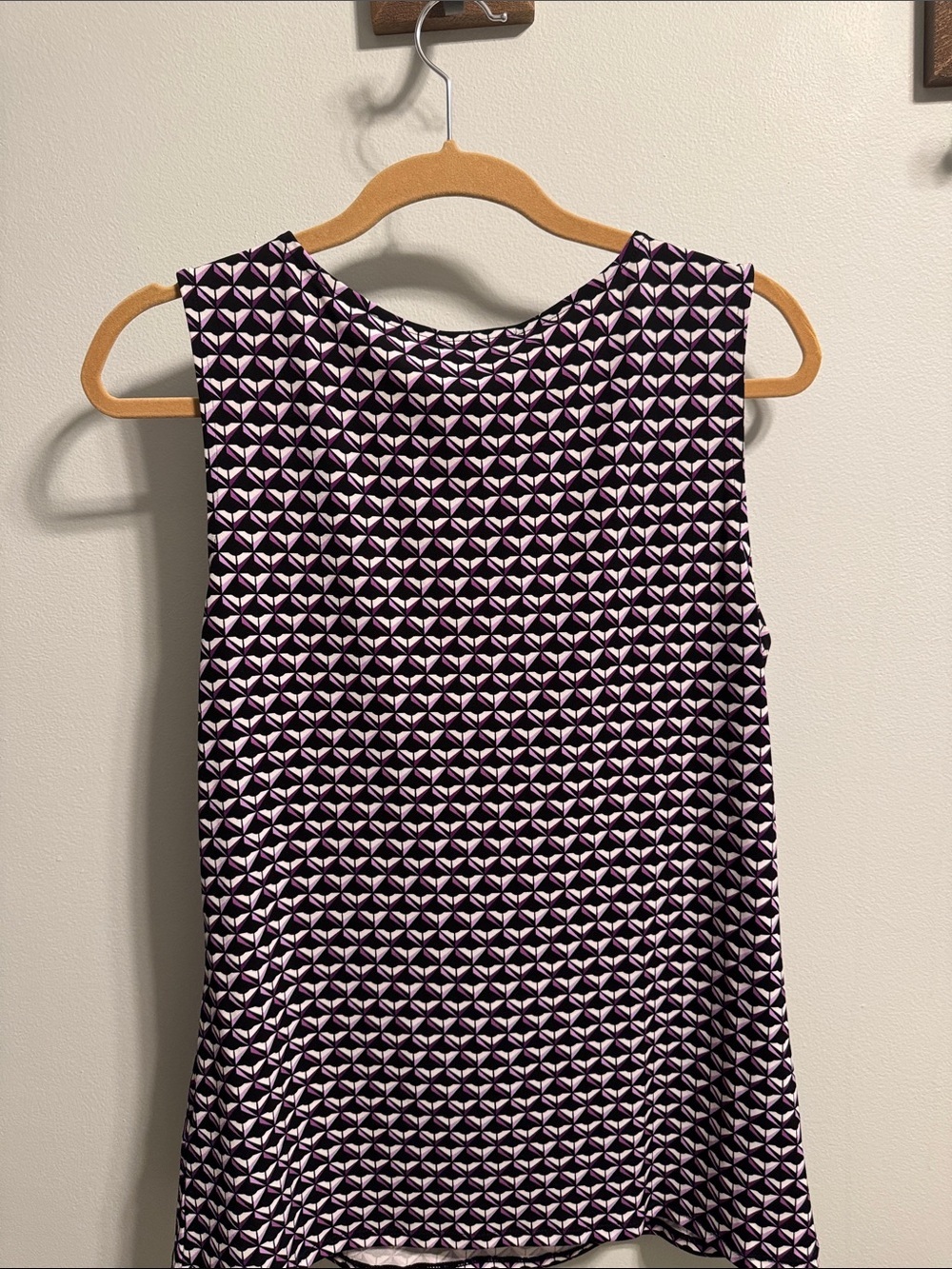 White House Black Market Black and Purple Geometric Cowl Neck Tank - Picture 6 of 6